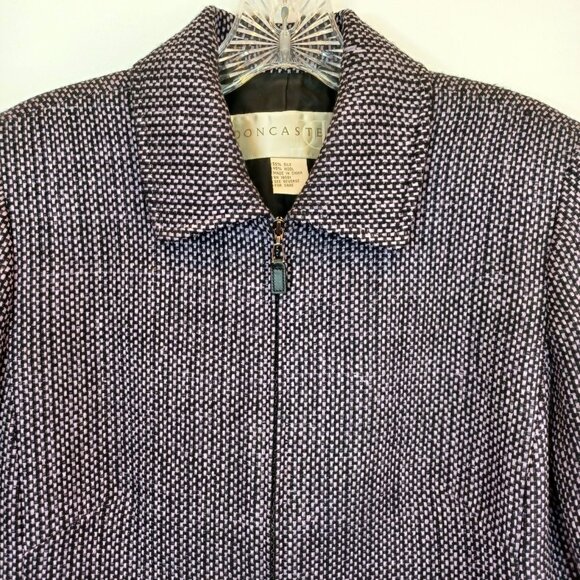 Doncaster Womens Sz 6 Silk Wool Purple Business Jacket Zip Front Pockets Career - Picture 4 of 13